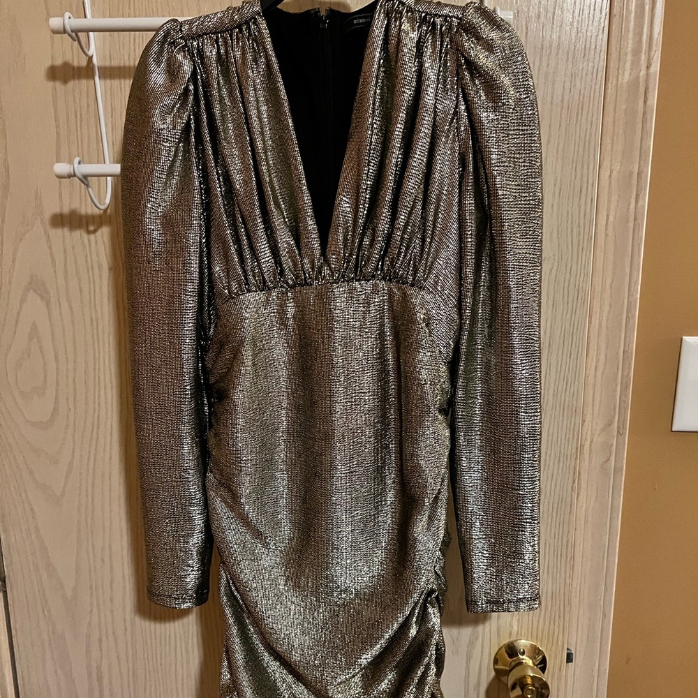 Metallic Shirred Bodycon Dress